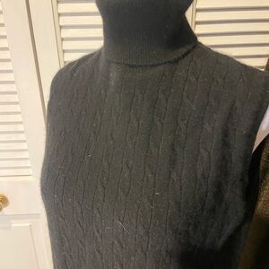 Women's Cashmere Cable Black Turtleneck Sweater